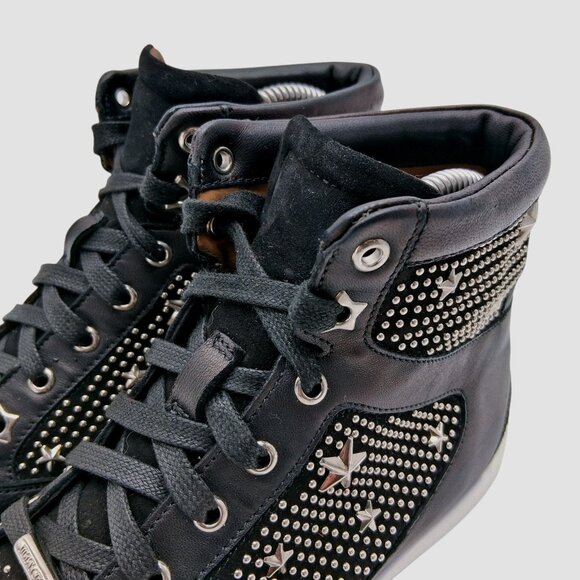 Jimmy Choo Shoes Womens EU 36 US 6 Black High Top Star Studded Made in Italy - Picture 5 of 14